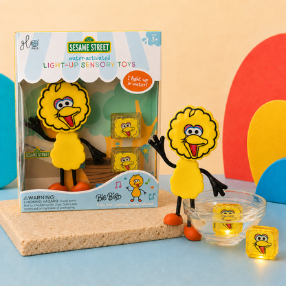 Glo Pals x Sesame Street – Big Bird Light-Up Sensory Toy – Inclusief 2 lichtkubusjes