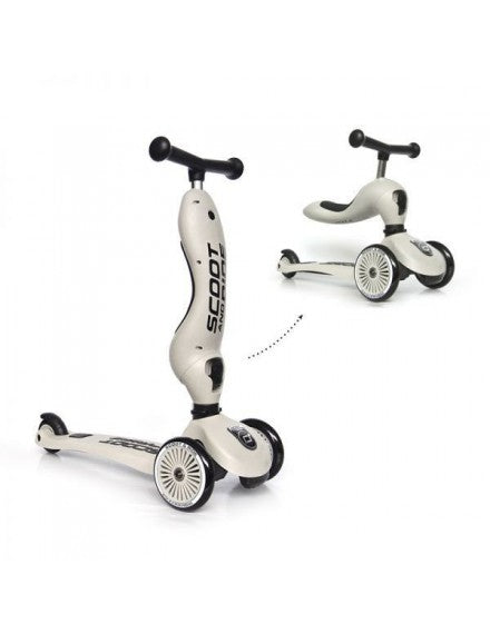 Scoot en ride 2 in 1 fiets step wit ecru beige