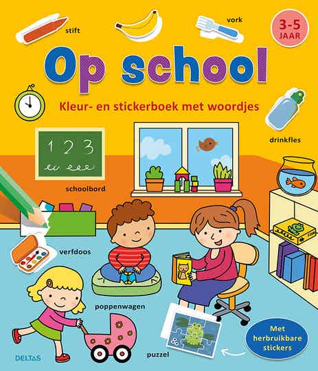 Kleur-en stickerboek met woordjes – Op school (3-5 j.)