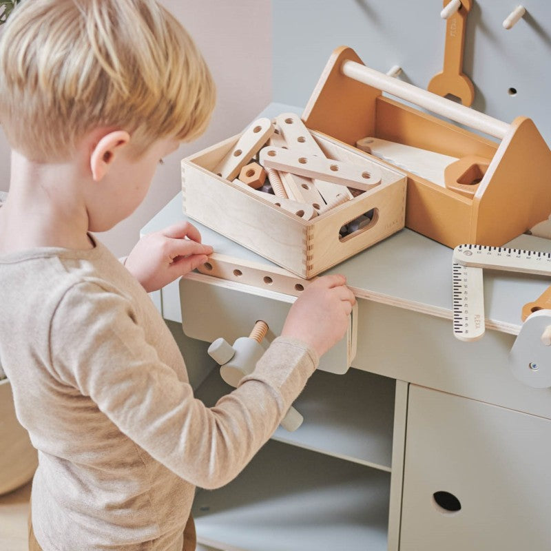 Kinder werkbank hout donker groen